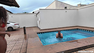 The Black Amazon Busts Balls by the Pool