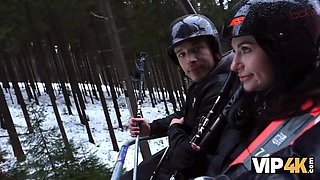 Vip4k. brunette is cheating on the penniless boyfriend in front of him on christmas eve