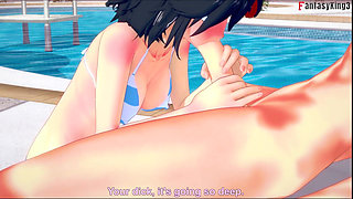 Ryuko Matoi Ahegao Sex on the Pool