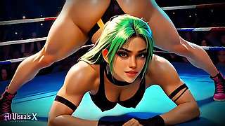 (4K) AI 3D Animated - Green Hair Bimbo Slut Gets Titfucked & Fucked Hard in Wrestling Ring (AI Visuals X)