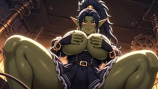 Anime Lovely Cute Orc Boobs, Ai Animation