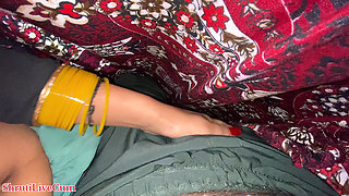 beautiful village stepsister's room, the lights went on at night, the stepsister liked sharing the bed with me,  ShrutiLiveCum