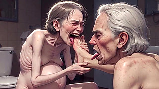 Two Ugly 90 Year Old Grannies Foot Fetish - Licking & Moaning in Pleasure