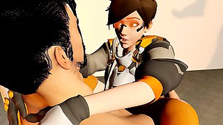 Hanzo and Tracer get it on in an Overwatch parody featuring some wild anal action