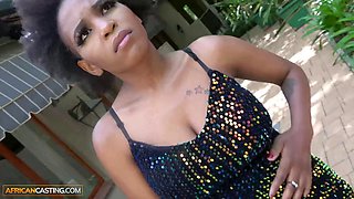 The Ebony MILF with Big Tits and Curves Moans Non-Stop in Steamy African Casting Interview Before Riding the