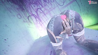 Glasses wearing Tattooed Girl loves the Tattooed Dick Fucking DP and Facial