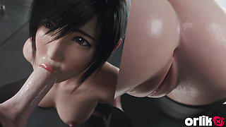 Yuffie Final Fantasy 7 Completely Nude Blowjob Service - Wet & Messy 4K 3D Animation
