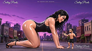 Oiled Giantess in High Heels Towers Over a Tiny Man - Giant Sole Comes Down Over You