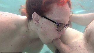 Multiple Underwater Creampies Oral & Pussy - Outdoor Hot Tub Sex with Curvy Redhead Wife Amateur