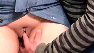 Dirty Hobby! Old Man Fingering Perfect Pussy in Public