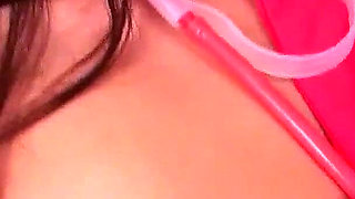 Kinky nurse Amber filmed masturbating with toys