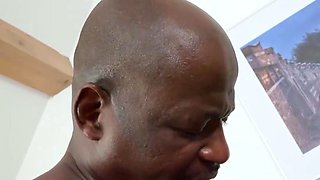 Pretty blonde doll performs a deep suck off on his massive