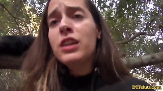 Abbie Maley Brown-haired Outdoor Tramp Likes Knob (James Deen)
