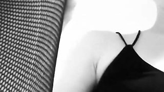 Fishnet Tights Tease in Black and White