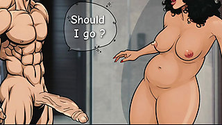 Modest Housewife Cheats on Her Husband in the Shower with a Muscular Guy with a Big Dick. Cartoon