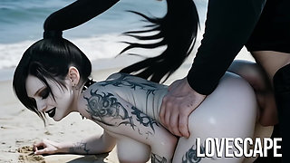 Busty Goth Rough Pounding on Icy Beach (ai)