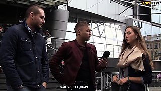 threesome in nature with cute blonde hooker