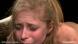 Busty trainee mouth and butt fucked