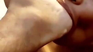 Stepdaughter in Extreme Deepthroat with Throat Bulge and Wiping My Feet with Tongue