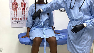 She goes to the doctor to change her prostheses and the doctor puts his cock in her