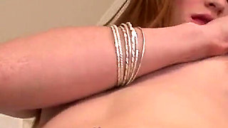 Long legs teen Ginger Rayles POV deepthroat blowjob and cum swallow