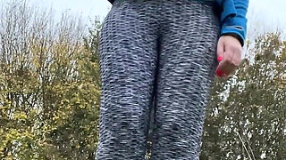 Outdoor Hairy Pussy Flashing Fingering