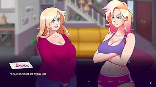 Sexy blonde big natural tits with huge nipples in wild animated scenes