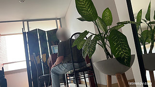 Maid with Huge Ass Cleans Apt Then Jerks Her Boss Part 2