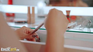 Bukkake Latin - Caro Canela, a Colombian nymphomaniac, receives large amounts of cum.: Porn