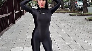 Goddess Worship in Nylon Catsuit, Humiliation, Spit Fetish