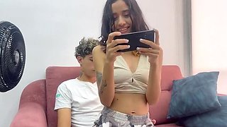 My Stepsister Learns Phone Fun While I Slide My Big Cock In Her