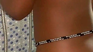 Hot Petite Ebony Babe Enjoys Solo Moment in the Bathroom Caressing Her Small Boobs