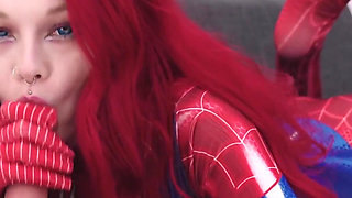 Spider Woman and Her Wet Needy Spider Holes. Thor's Hammer Cream