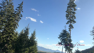 Walking in the Mountains Without T-shirt and Bra