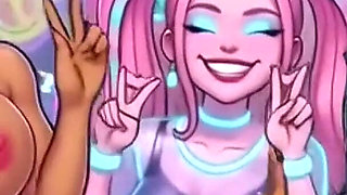 Funny Cartoon Girl Topless, Ai Animation