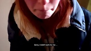 SweetAndFlow POV Fuck: Stairwell Sex While Parents Home - Big Ass Redhead Swallows Cum