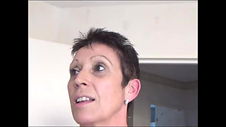 The mature woman has a gangbang with her neighbors