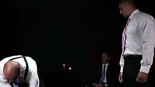 Suited threesome and raw fuck by DILF