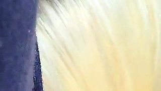 Cute 19 Year Old Blonde Riding Excersize Bike with Massive Dildo