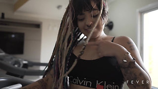 Hot brunette masturbating in the gym (Fever Films)