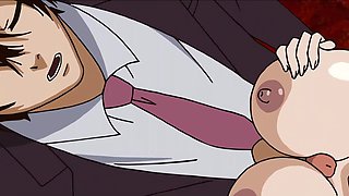 Kinky dude loves to fuck some busty maids in his office hentai
